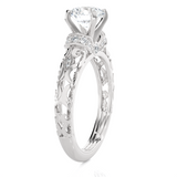 Round Lab Grown Diamond Side Stone Engagement Ring