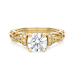 Round Lab Grown Diamond Side Stone Engagement Ring