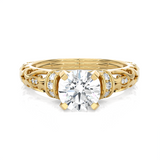 Round Lab Grown Diamond Side Stone Engagement Ring