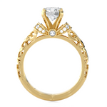 Round Lab Grown Diamond Side Stone Engagement Ring