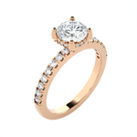 Round Lab Grown Diamond Side Stone Engagement Ring