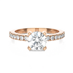 Round Lab Grown Diamond Side Stone Engagement Ring