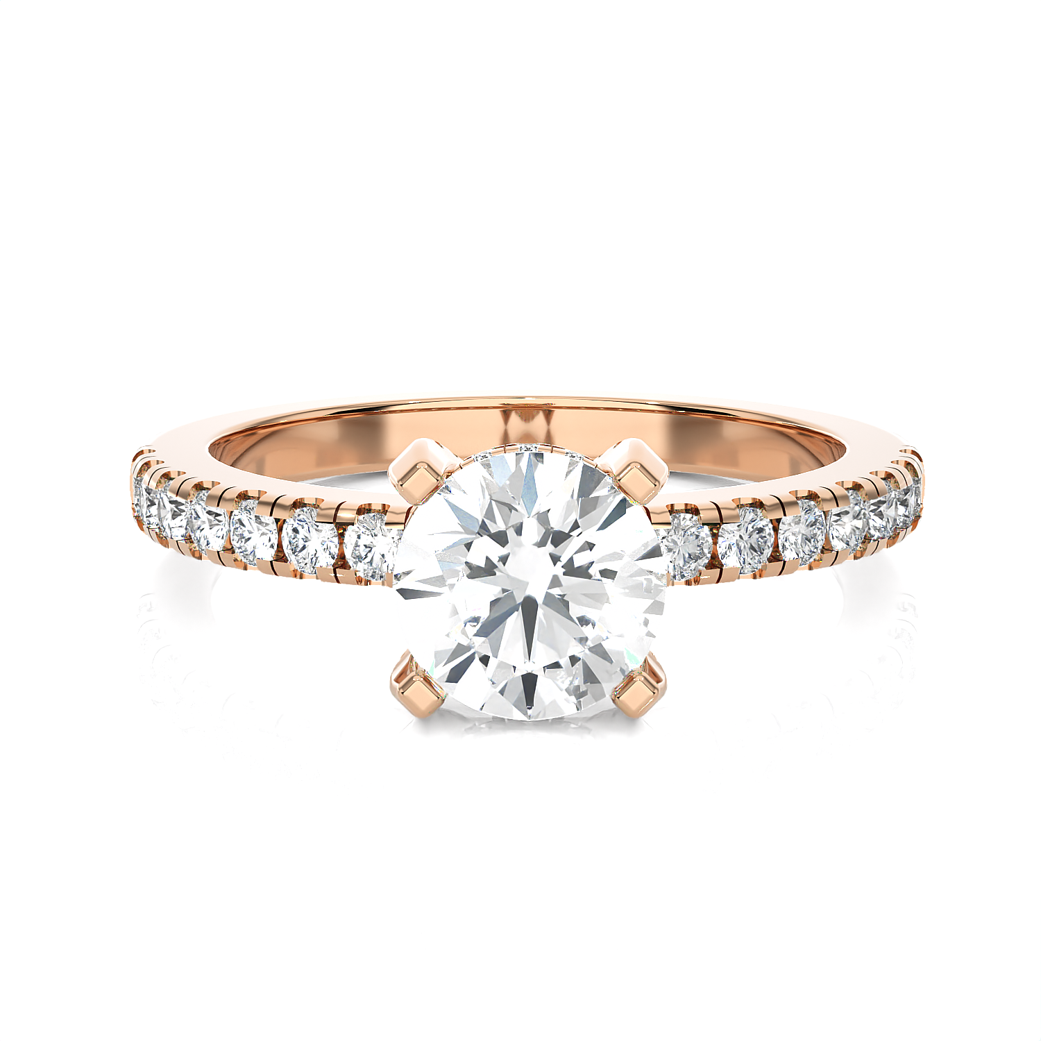 Round Lab Grown Diamond Side Stone Engagement Ring
