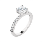Round Lab Grown Diamond Side Stone Engagement Ring