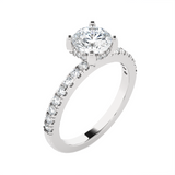 Round Lab Grown Diamond Side Stone Engagement Ring