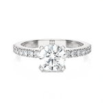 Round Lab Grown Diamond Side Stone Engagement Ring