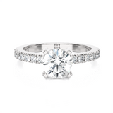 Round Lab Grown Diamond Side Stone Engagement Ring