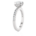 Round Lab Grown Diamond Side Stone Engagement Ring