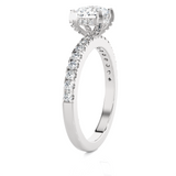 Round Lab Grown Diamond Side Stone Engagement Ring