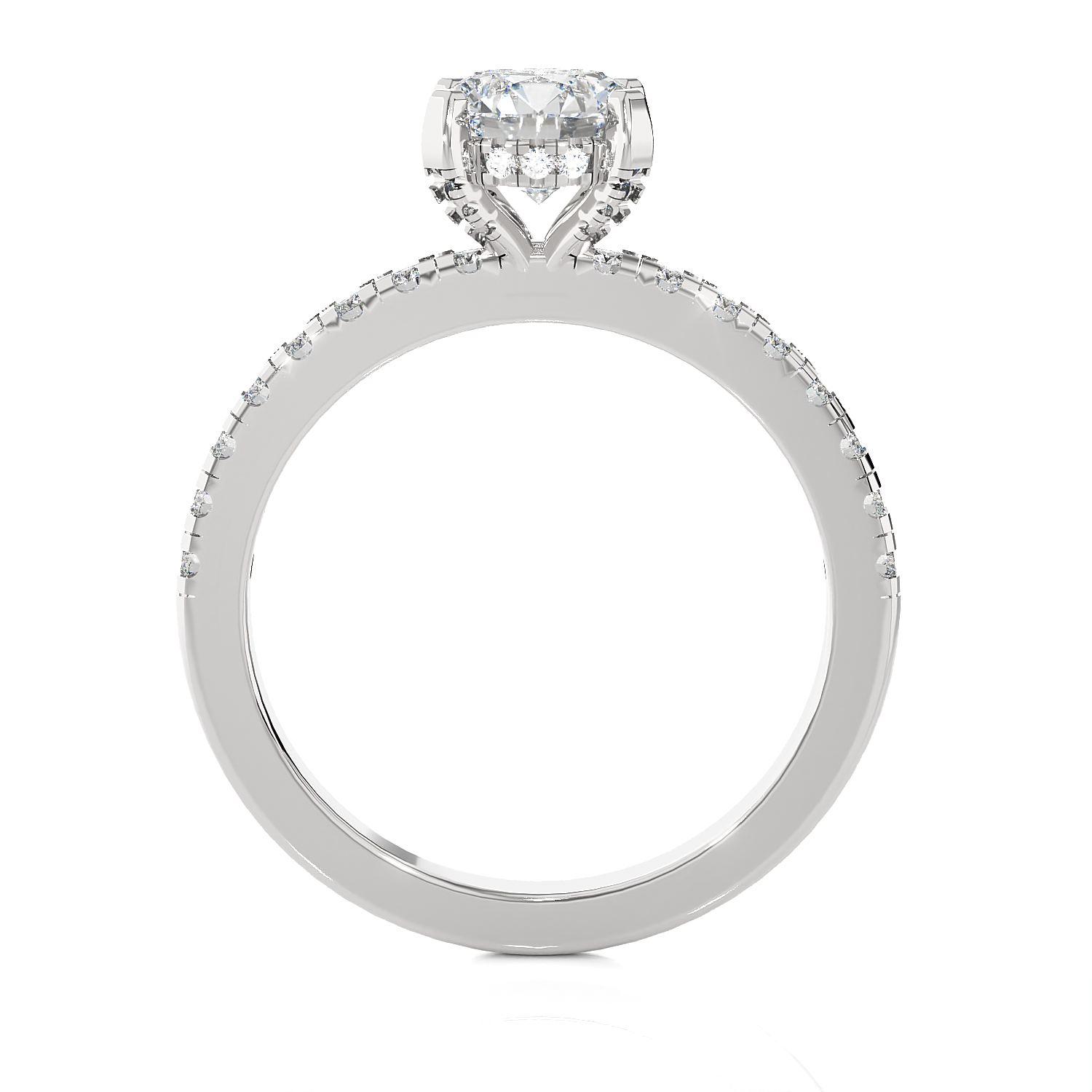 Round Lab Grown Diamond Side Stone Engagement Ring