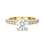 Round Lab Grown Diamond Side Stone Engagement Ring