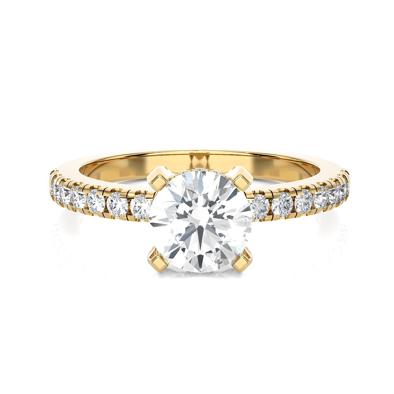 Round Lab Grown Diamond Side Stone Engagement Ring