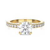 Round Lab Grown Diamond Side Stone Engagement Ring