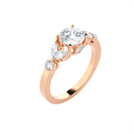 Round Lab Grown Diamond Side Stone Engagement Ring