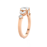 Round Lab Grown Diamond Side Stone Engagement Ring
