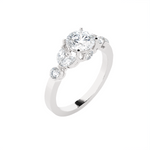 Round Lab Grown Diamond Side Stone Engagement Ring