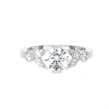 Round Lab Grown Diamond Side Stone Engagement Ring