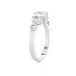 Round Lab Grown Diamond Side Stone Engagement Ring
