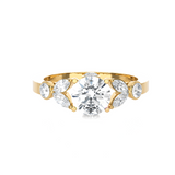 Round Lab Grown Diamond Side Stone Engagement Ring