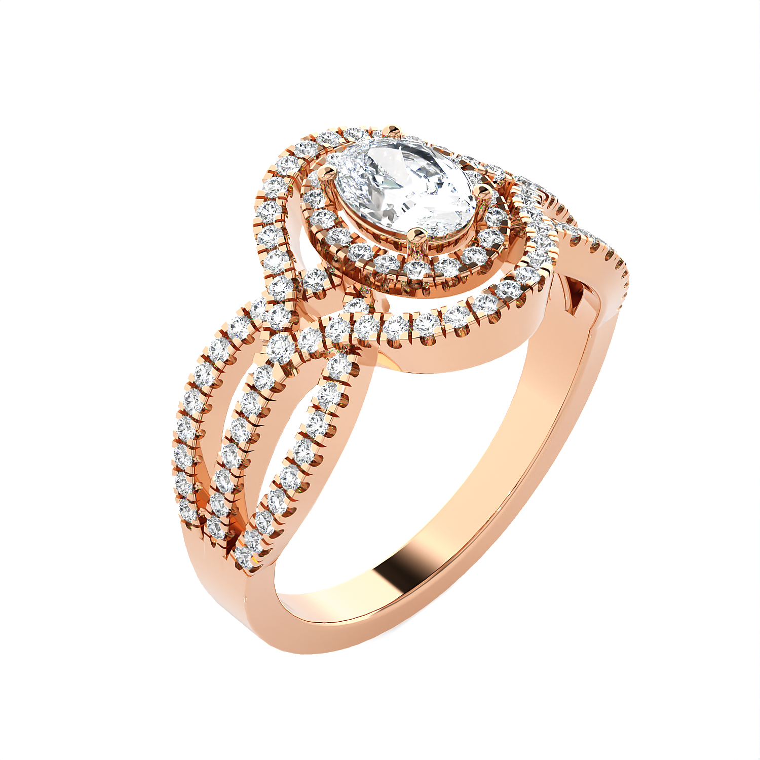 Oval Lab Grown Diamond Halo Engagement Ring
