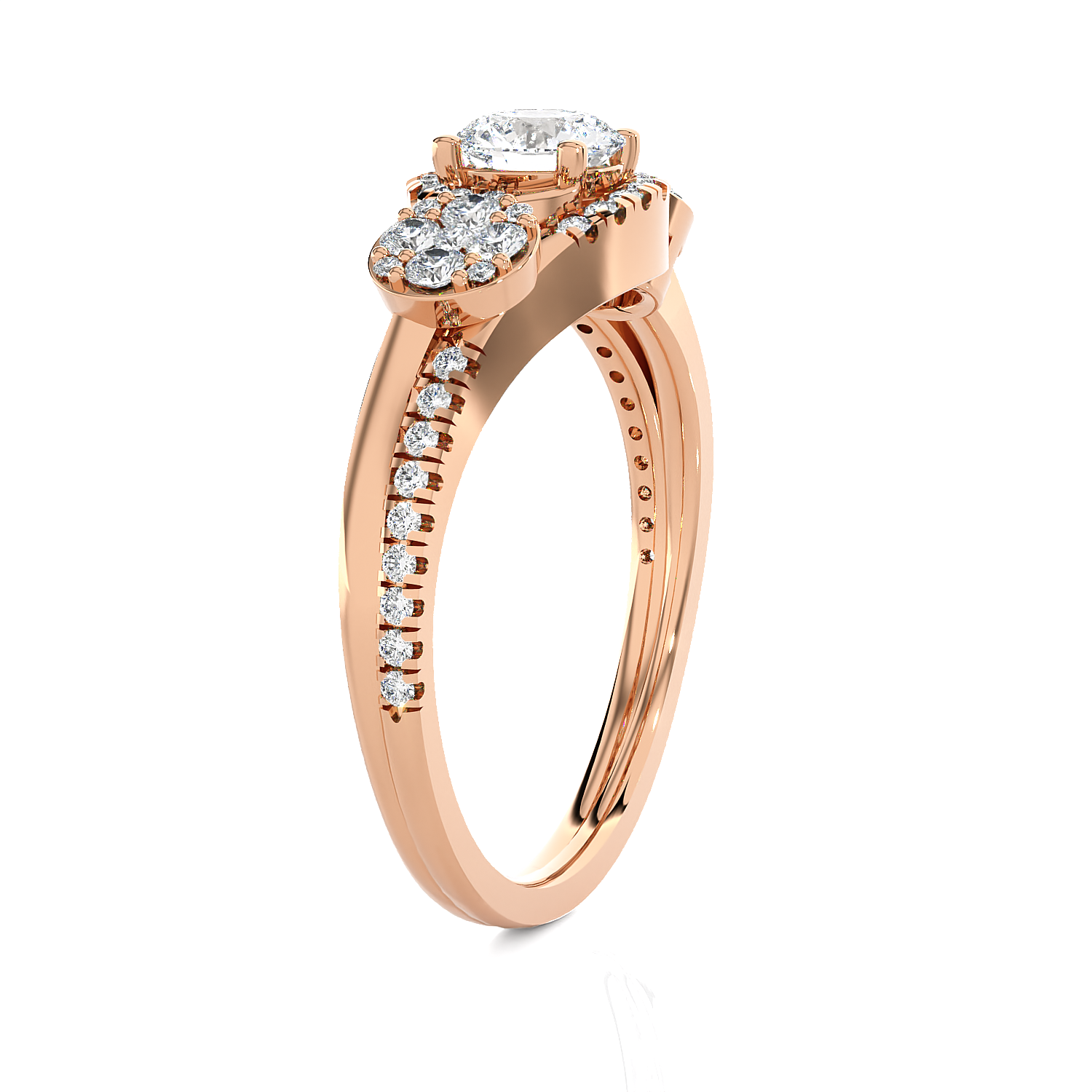 Round Three Stone Lab Grown Diamond Ring