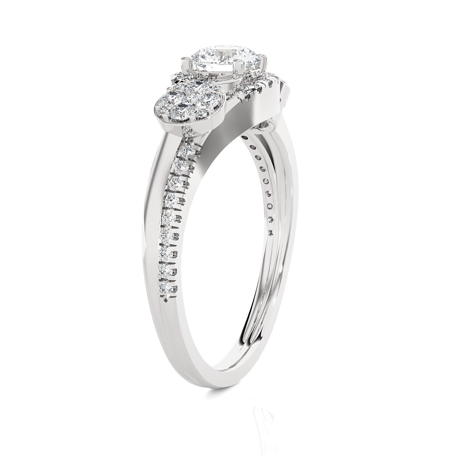 Round Three Stone Lab Grown Diamond Ring
