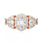 Oval With Round Three Stone Lab Grown Diamond Ring