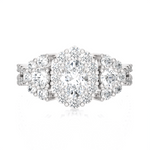 Oval With Round Three Stone Lab Grown Diamond Ring