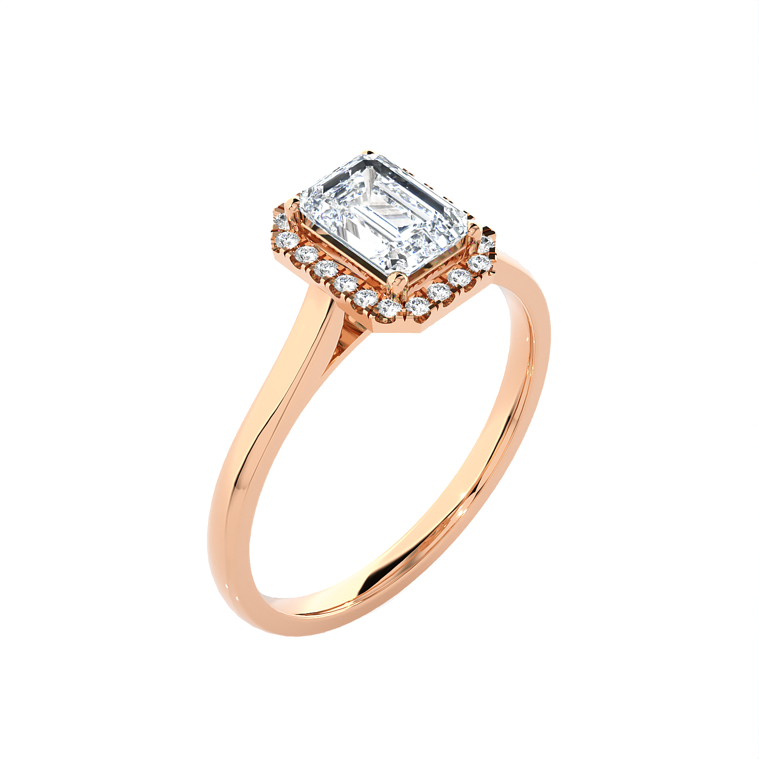 Emerald-Cut Lab Grown Diamond Halo Engagement Ring