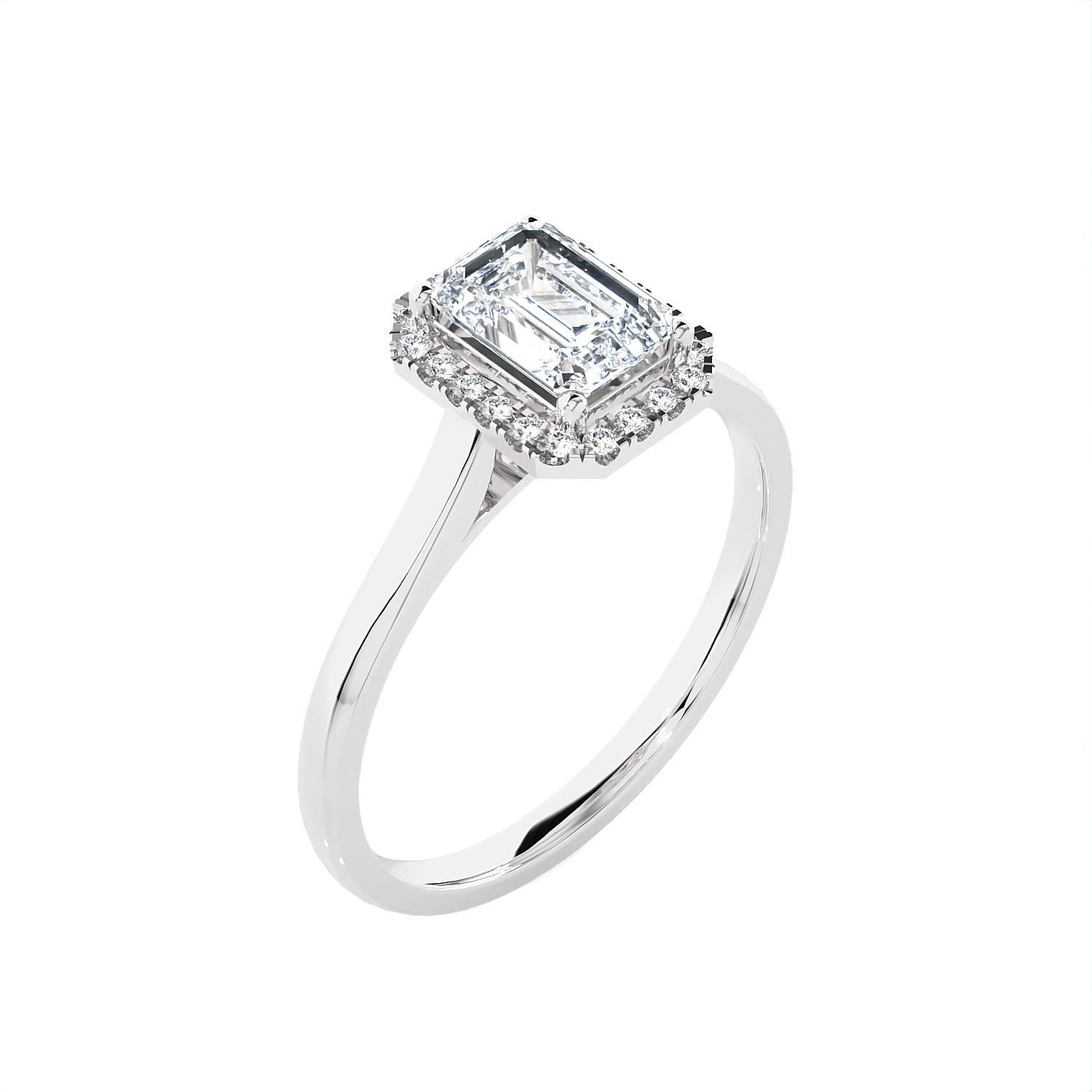 Emerald-Cut Lab Grown Diamond Halo Engagement Ring