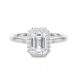 Emerald-Cut Lab Grown Diamond Halo Engagement Ring