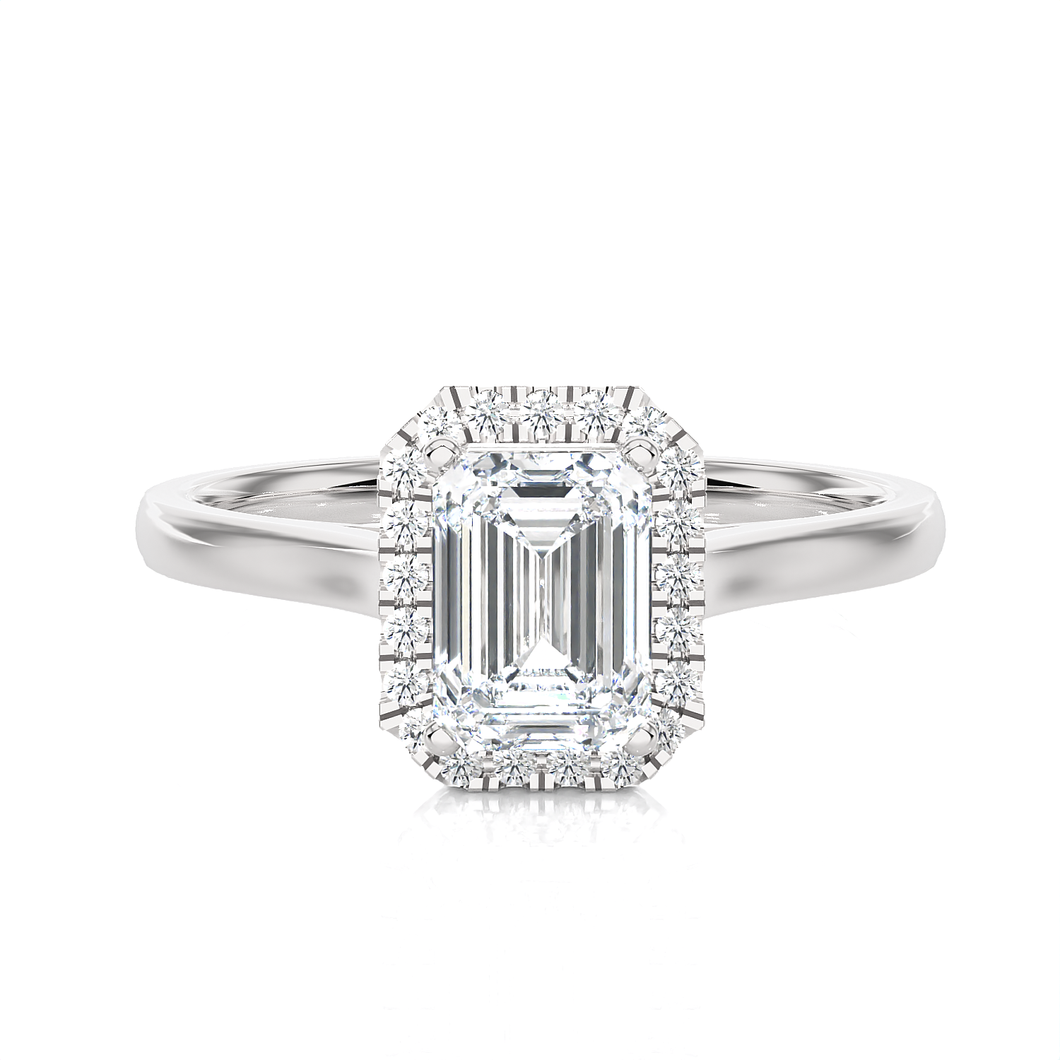 Emerald-Cut Lab Grown Diamond Halo Engagement Ring