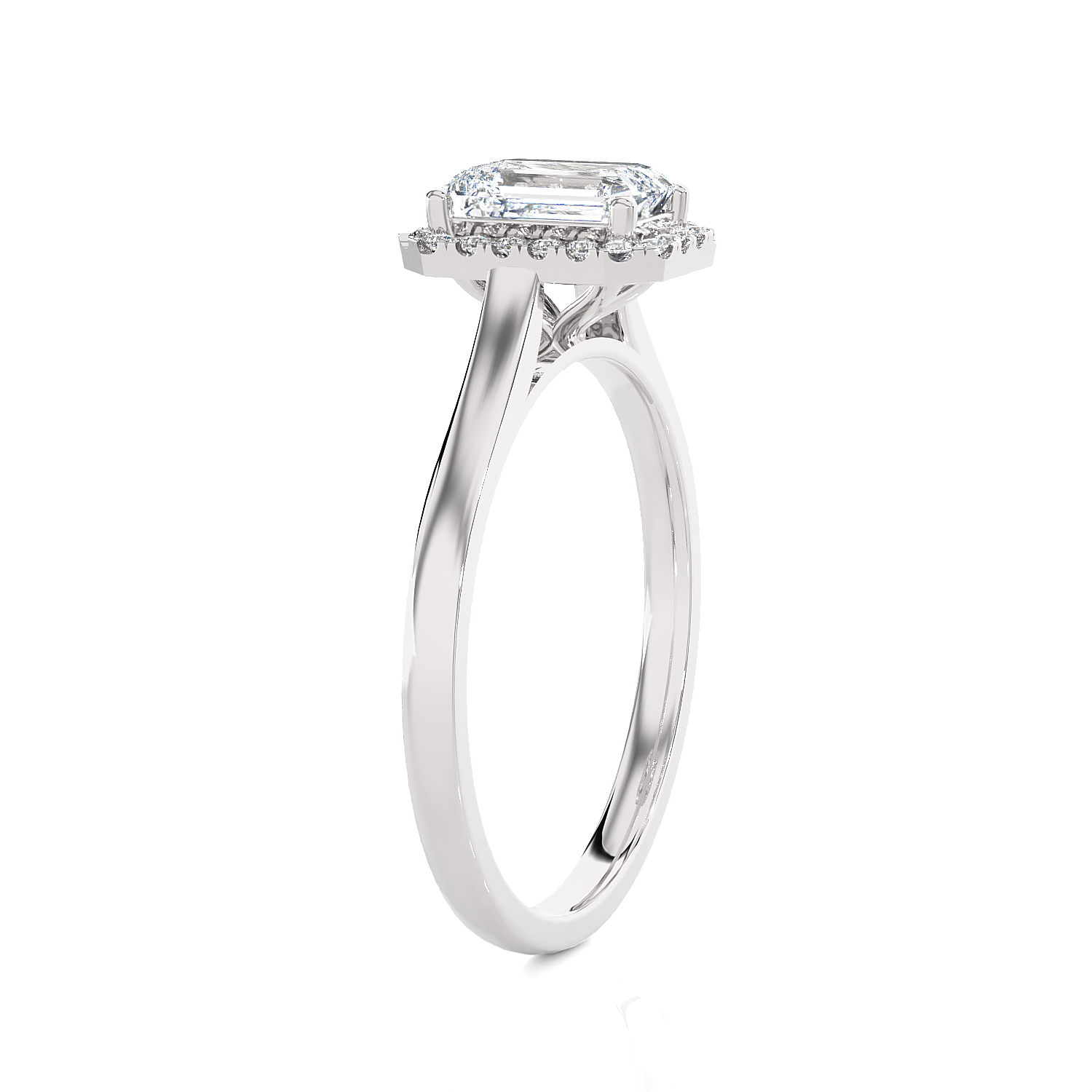 Emerald-Cut Lab Grown Diamond Halo Engagement Ring