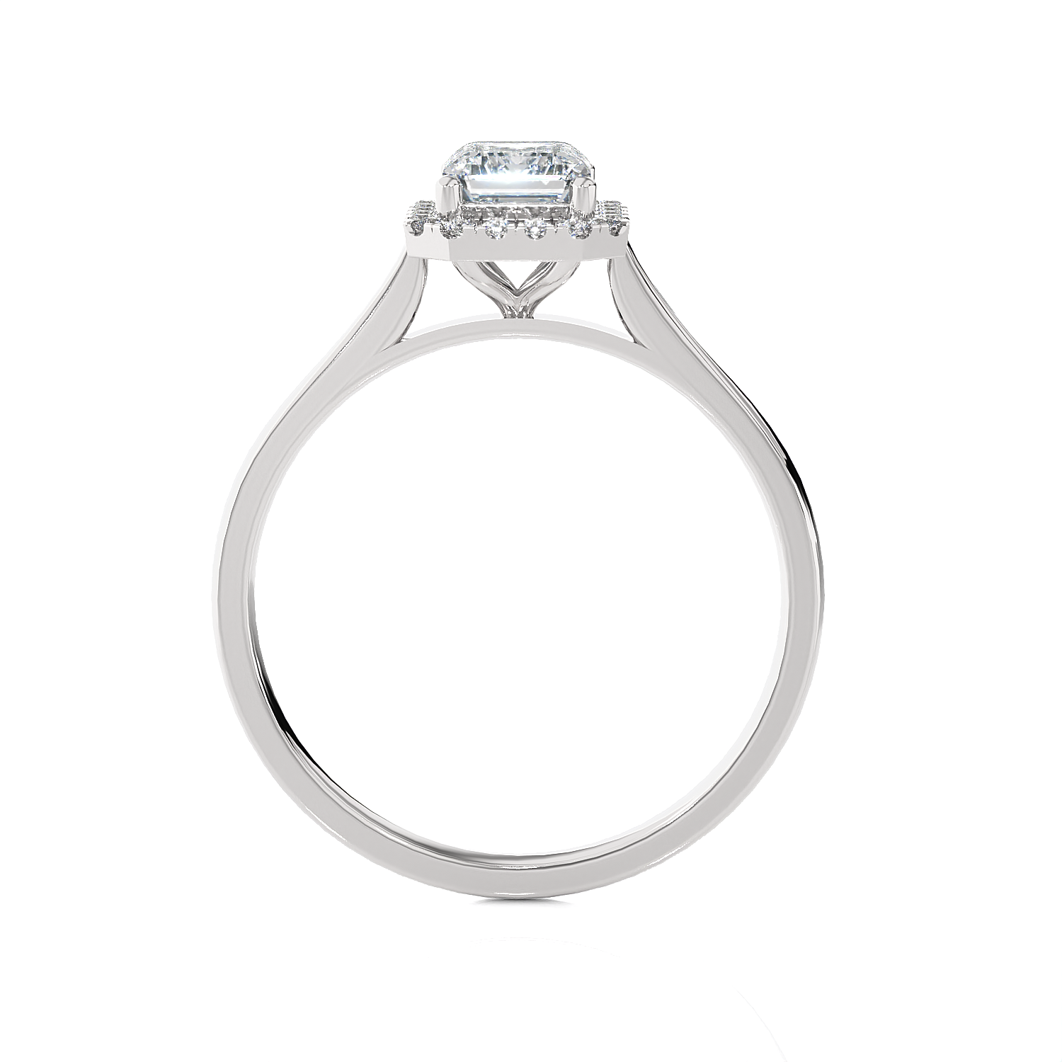 Emerald-Cut Lab Grown Diamond Halo Engagement Ring