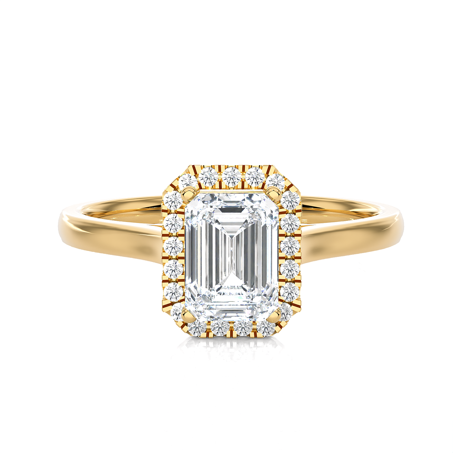 Emerald-Cut Lab Grown Diamond Halo Engagement Ring