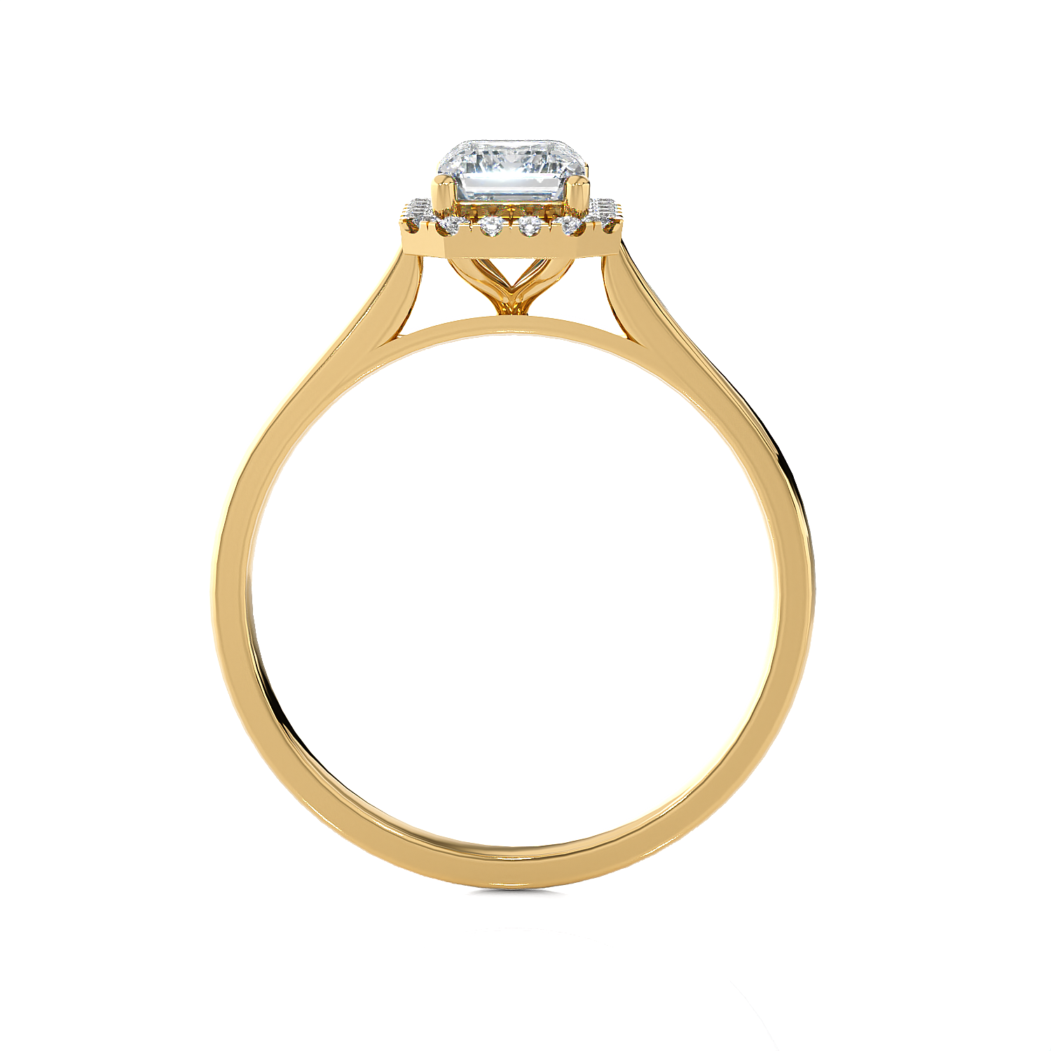 Emerald-Cut Lab Grown Diamond Halo Engagement Ring