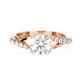Round Lab Grown Diamond Side Stone Engagement Ring