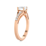 Round Lab Grown Diamond Side Stone Engagement Ring