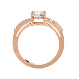 Round Lab Grown Diamond Side Stone Engagement Ring