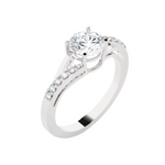 Round Lab Grown Diamond Side Stone Engagement Ring