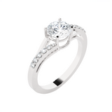 Round Lab Grown Diamond Side Stone Engagement Ring