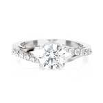 Round Lab Grown Diamond Side Stone Engagement Ring