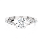 Round Lab Grown Diamond Side Stone Engagement Ring