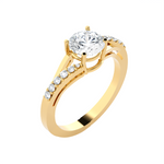 Round Lab Grown Diamond Side Stone Engagement Ring