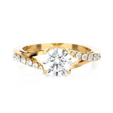 Round Lab Grown Diamond Side Stone Engagement Ring