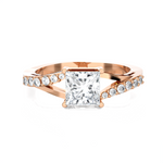Princess-Cut Lab Grown Diamond Side Stone Engagement Ring