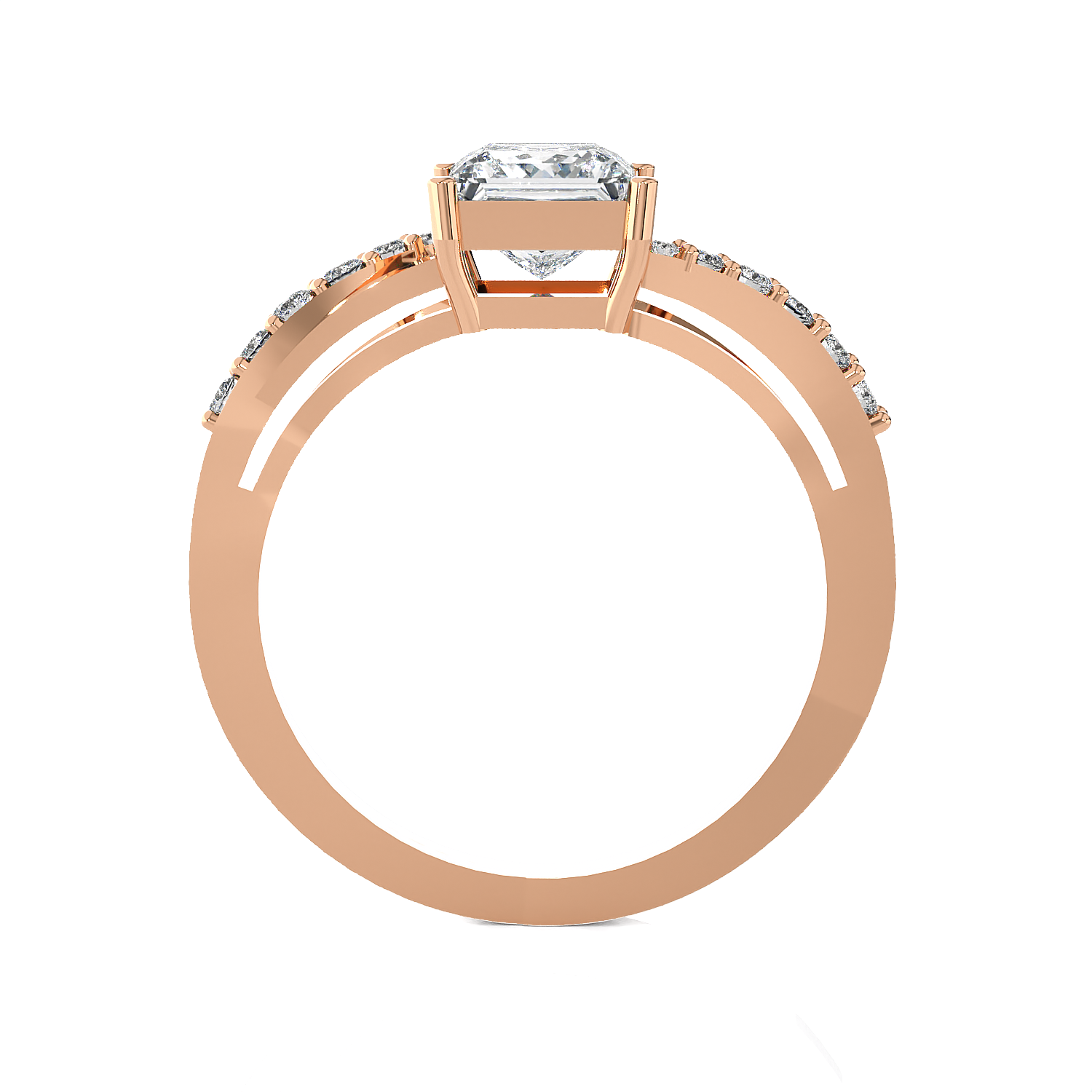 Princess-Cut Lab Grown Diamond Side Stone Engagement Ring