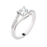 Princess-Cut Lab Grown Diamond Side Stone Engagement Ring