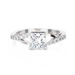 Princess-Cut Lab Grown Diamond Side Stone Engagement Ring
