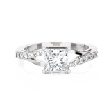 Princess-Cut Lab Grown Diamond Side Stone Engagement Ring